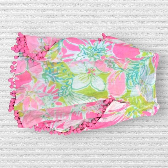 Classic Whimsy Girls Swim Cover Up Floral Pom Pom Pink Green Size 7/8 - Picture 5 of 5